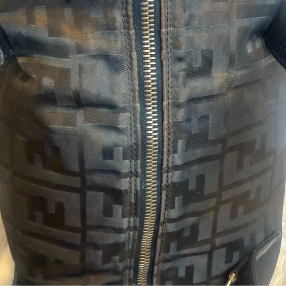 FENDI FF ZUCCA NYLON LEATHER MONOGRAM TRAVEL BAG TOTE PURSE UNISEX - Picture 6 of 16